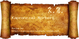 Kapronczai Norbert névjegykártya
