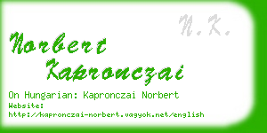 norbert kapronczai business card